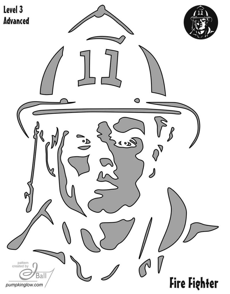 Printable Firefighter Pumpkin Stencil