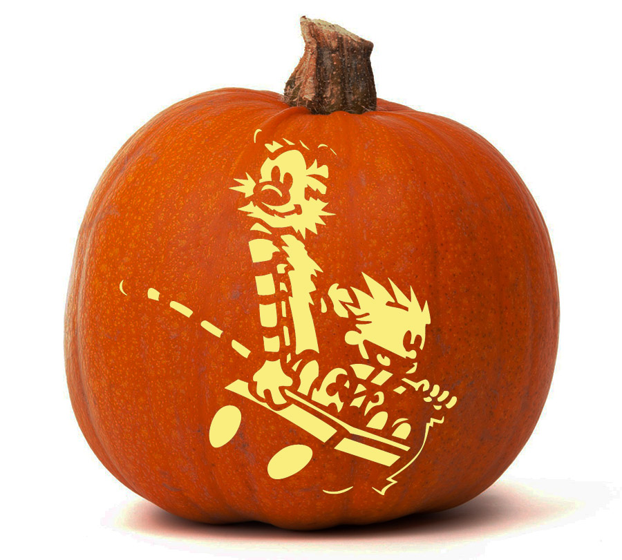 calvin-and-hobbes-in-wagon-pumpkin-glow