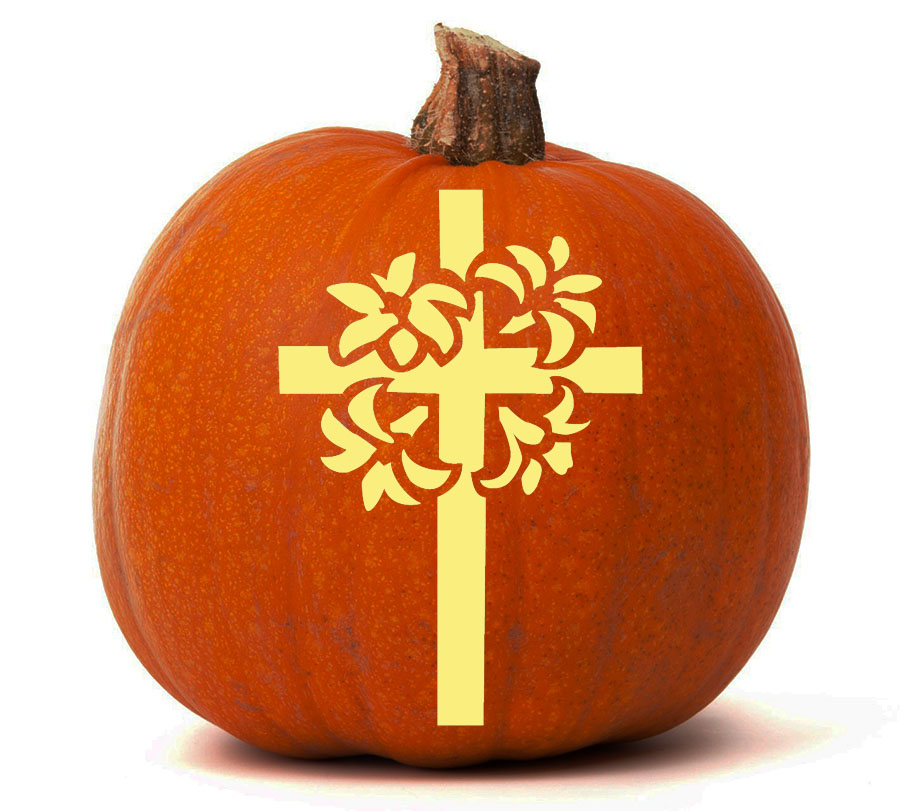 christian-cross-with-lilies-pumpkin-glow