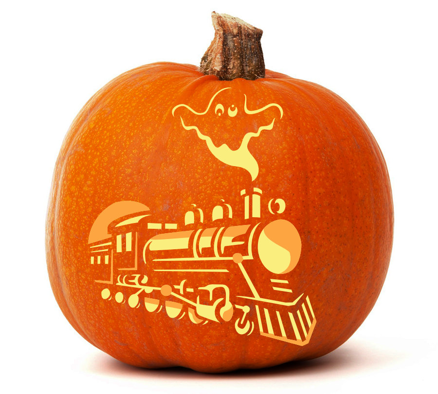 Night Ghost Train Pumpkin Glow